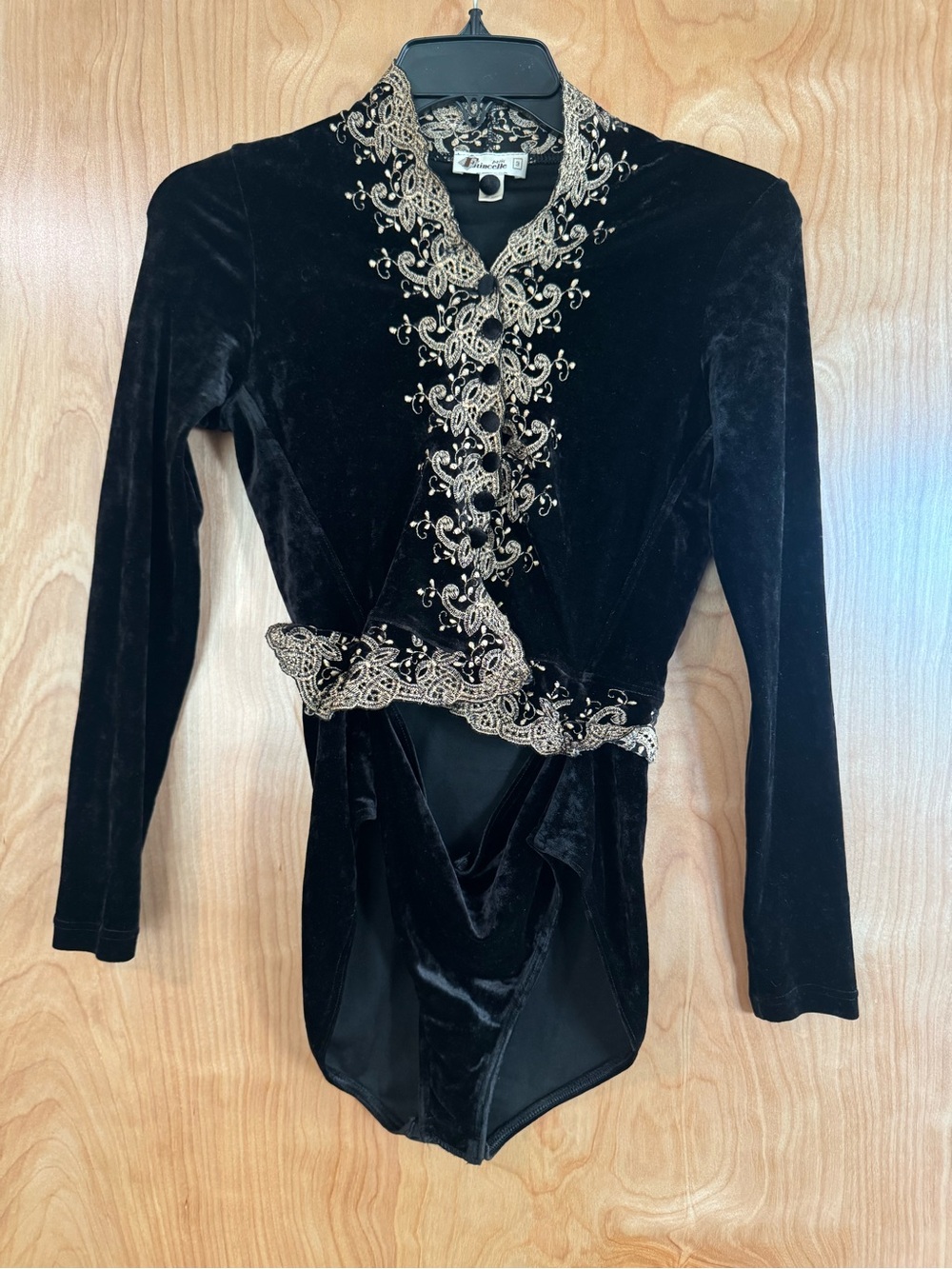 Vintage Etincelle Paris Embroidered Velvet Gothic Top Size 3